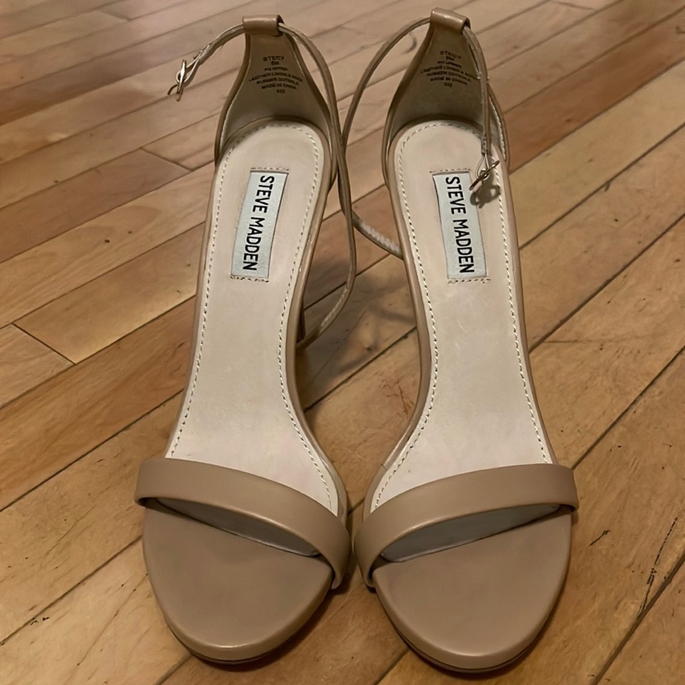 Steve Madden Stecy Natural Ankle Strap Heels